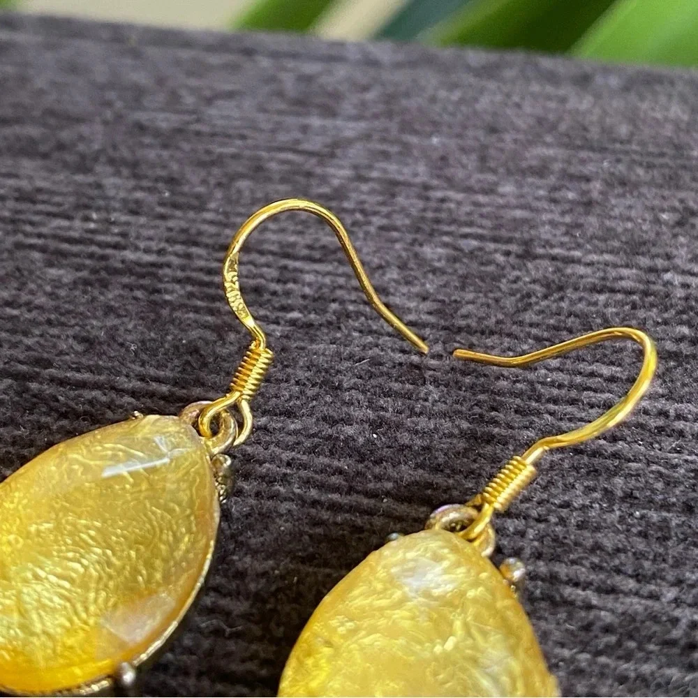 Shimmering Gold Foil Tear Drop Earrings
